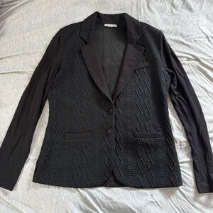 Black Textured Knit Blazer